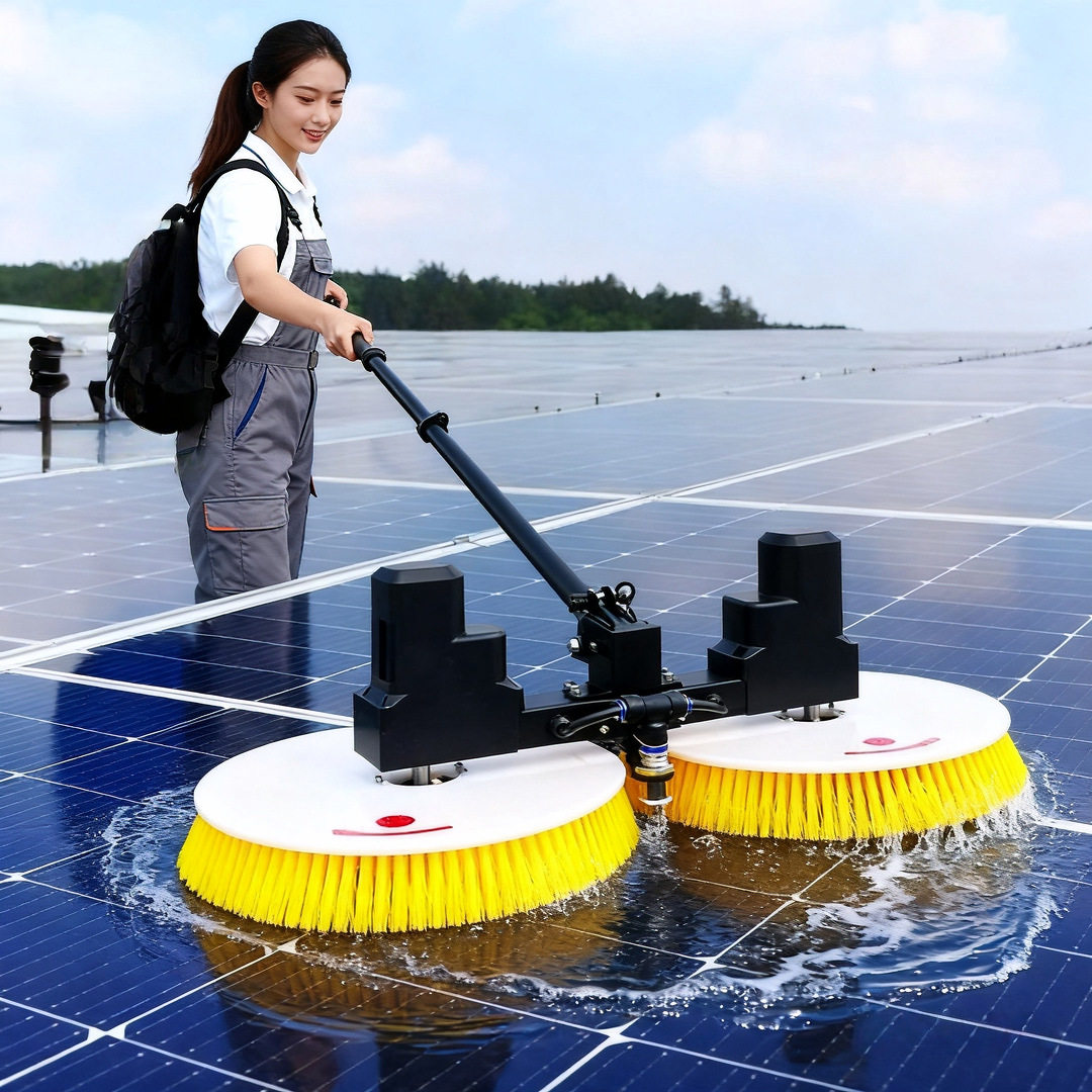 光伏板电动清洁工具机器人设备多功能太阳能板双头多功能清洁刷