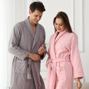 酒店浴袍全棉吸水不掉毛六层纱布睡袍男女加厚浴衣秋冬长款 家居服