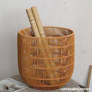 仿藤编脏衣篓衣物箩筐卧室换洗衣服筐洗衣篓圆形浴巾筐篮子大号