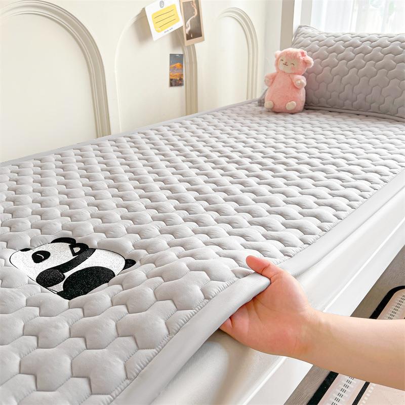 2025新款纯色绣花床垫床褥床护垫上下铺学生宿舍单人床护垫-熊猫