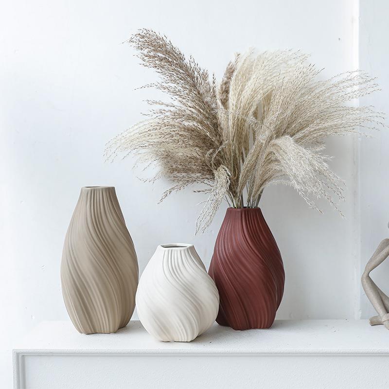 创意ins北欧旋转陶瓷花瓶摆件家居装饰客厅插花桌面鲜花水养花器