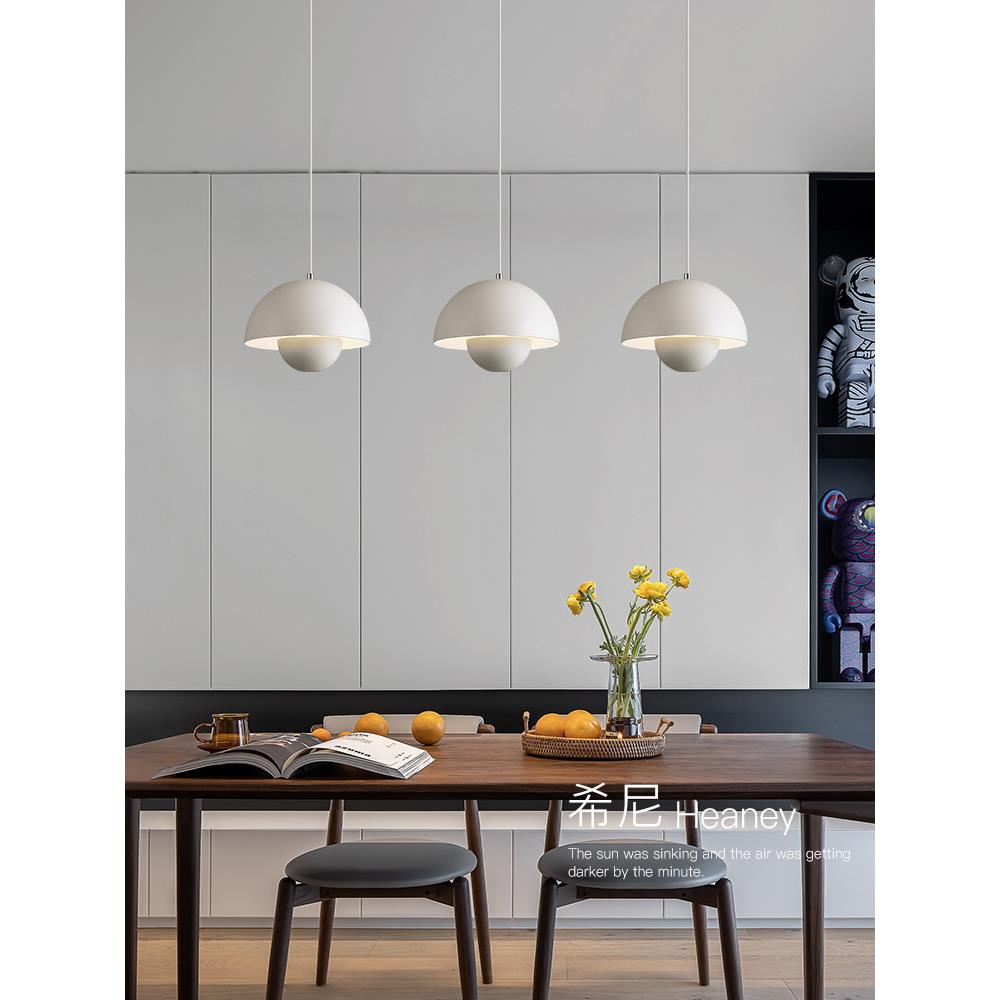 餐厅吊灯现代极简设计北欧艺术灯具吧台岛台餐桌长线升降三头吊灯