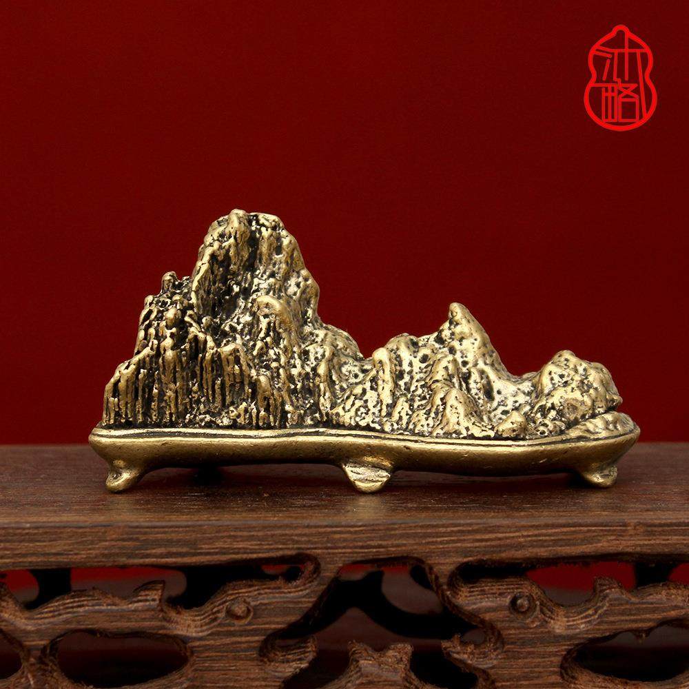 创意新款古铜器实心假山笔架办公书房桌面镇纸茶宠摆件装饰工艺品