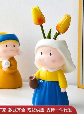 创意可爱大艺术家花瓶家居书房学生笔筒装饰品办公室桌面收纳摆件