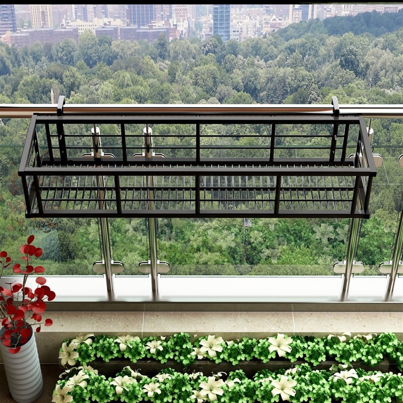 阳台养花架子悬挂式防护栏多肉花架子窗台室N内栏杆花盆挂架置物