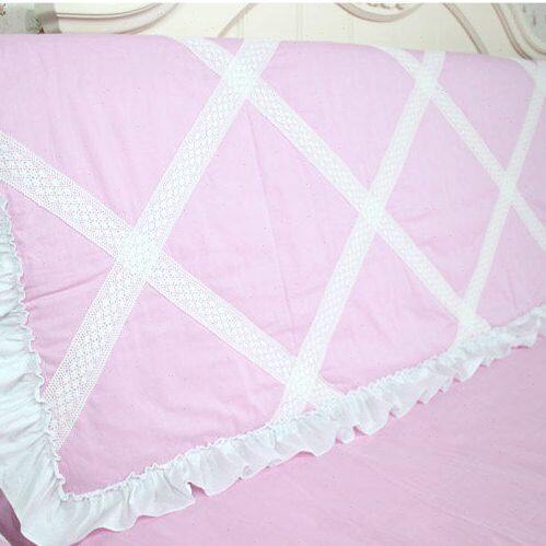 韩式布艺全棉床头套粉色玫红色夹棉床头罩床头软包可定做尺寸包邮