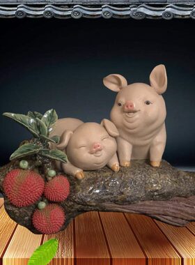 石湾陶瓷生肖摆件猪客厅玄关电视柜装饰品招财手工艺品乔迁送礼