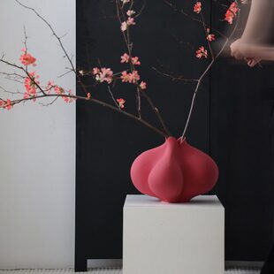 芥子家居法式大花瓶奶油风异形高级感摆件餐桌家居中古风艺术花器