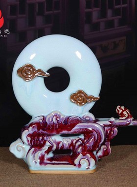 禹州钧瓷花器家居l书房卧室装饰生日开业送礼盒装陶瓷器工艺品摆