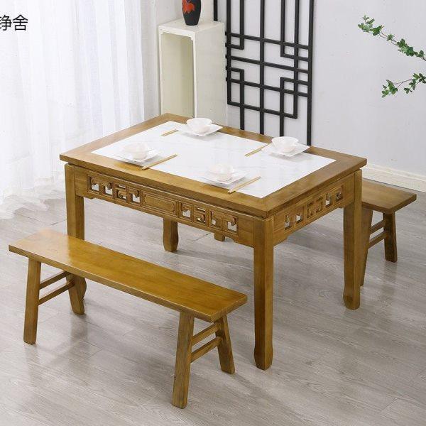 中式四方桌子岩板餐桌商用老式仿古原木饭店桌椅实木八仙桌正方形,住宅家具,岩板餐桌,淘宝优惠券,粉丝福利购,淘宝优惠卷
