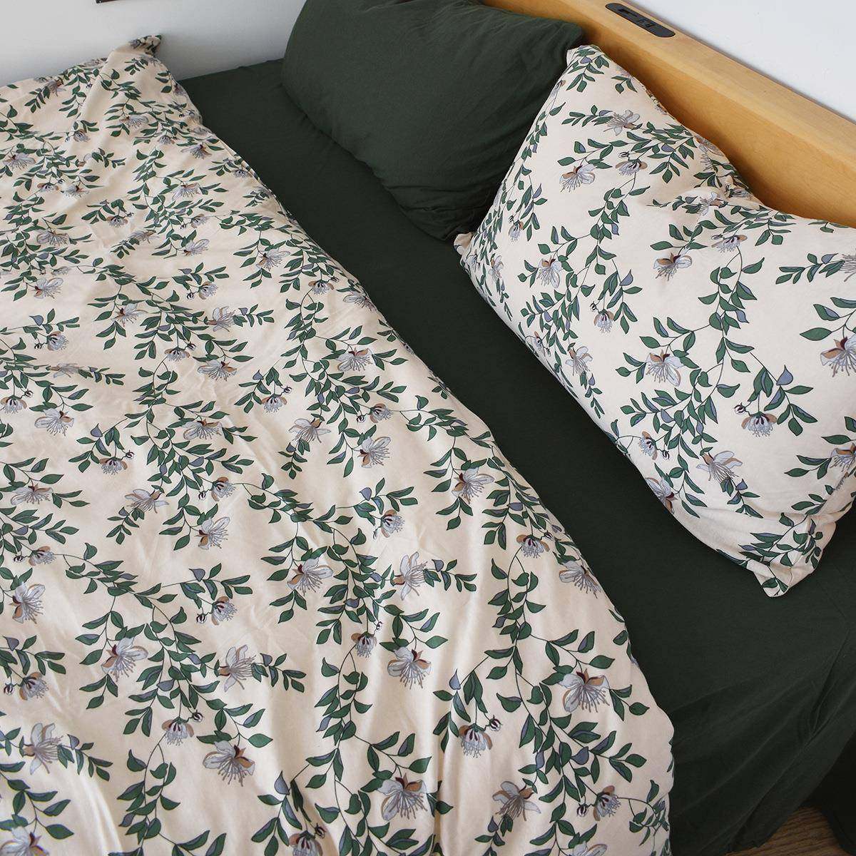 A类天竺棉全棉四件套纯棉针织棉床单床笠被套田园风床品1.8m绿色,床上用品,床品套件/四件套/多件套,淘宝优惠券,粉丝福利购,淘宝优惠卷