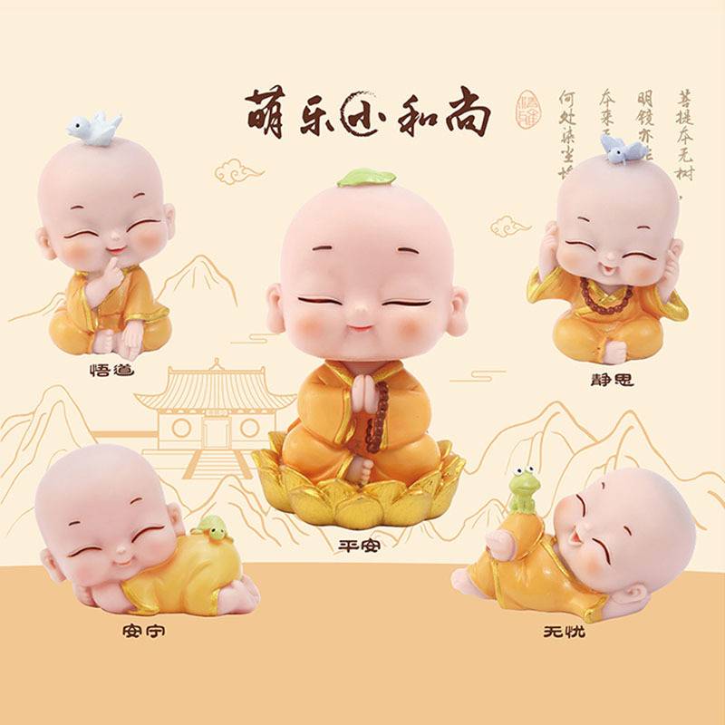 萌趣小和尚汽车精品摆件可爱车内网红时尚饰品车载新款搪胶小摆件