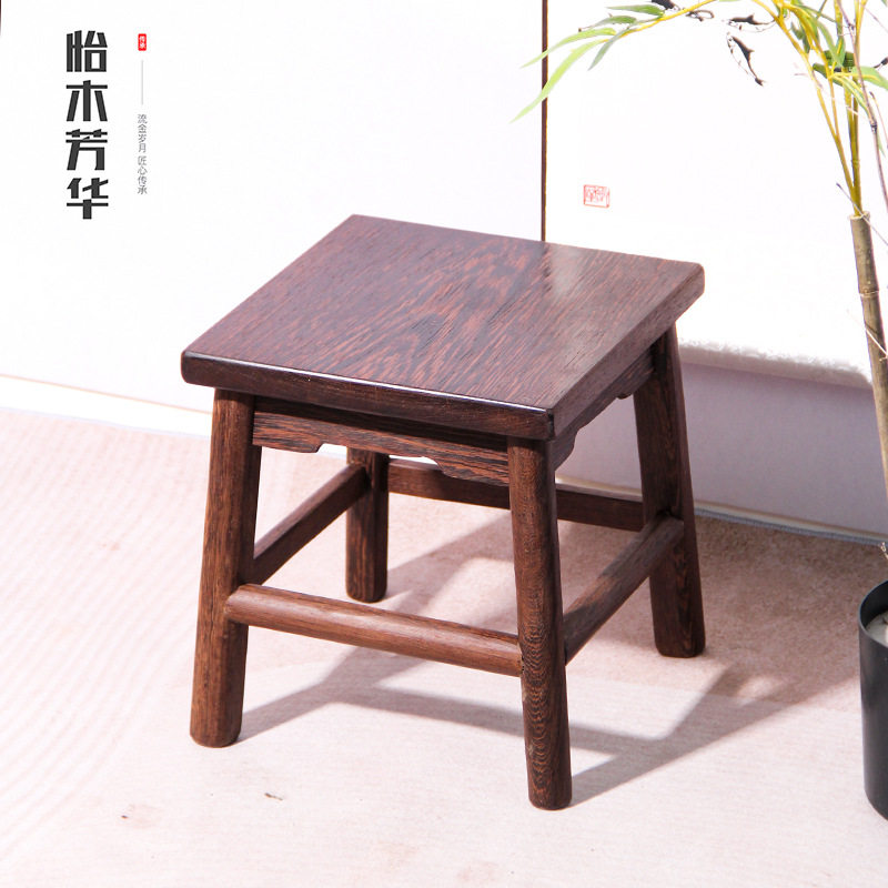鸡翅木凳子小方凳餐厅家用中式复古小木凳餐凳矮凳实木凳板J&