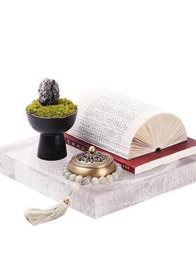 创意新中式现代透明树脂托盘套装组合茶几桌面摆件售楼处饰品摆设