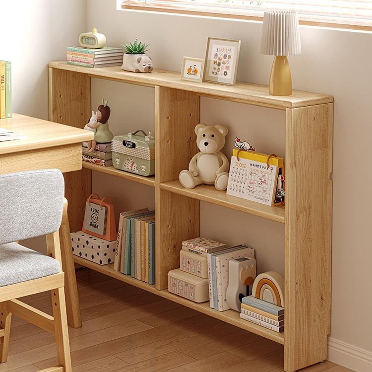 全实木书架置物架落地书桌旁收纳架子超薄展示架窄缝边简易柜子