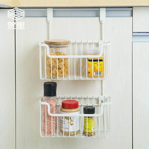 厨房柜门下挂钩收纳筐免打孔分层收纳篮挂柜挂篮壁挂式储物置物架