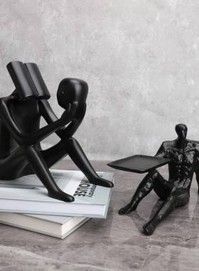 新中式创意树脂人物灵魂读者电视柜客厅家居桌面卧室软装饰品摆件