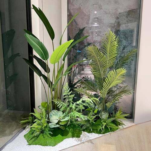 仿真绿植橱窗装饰室内景观楼梯下仿生假热带植物玄关装饰造景组合