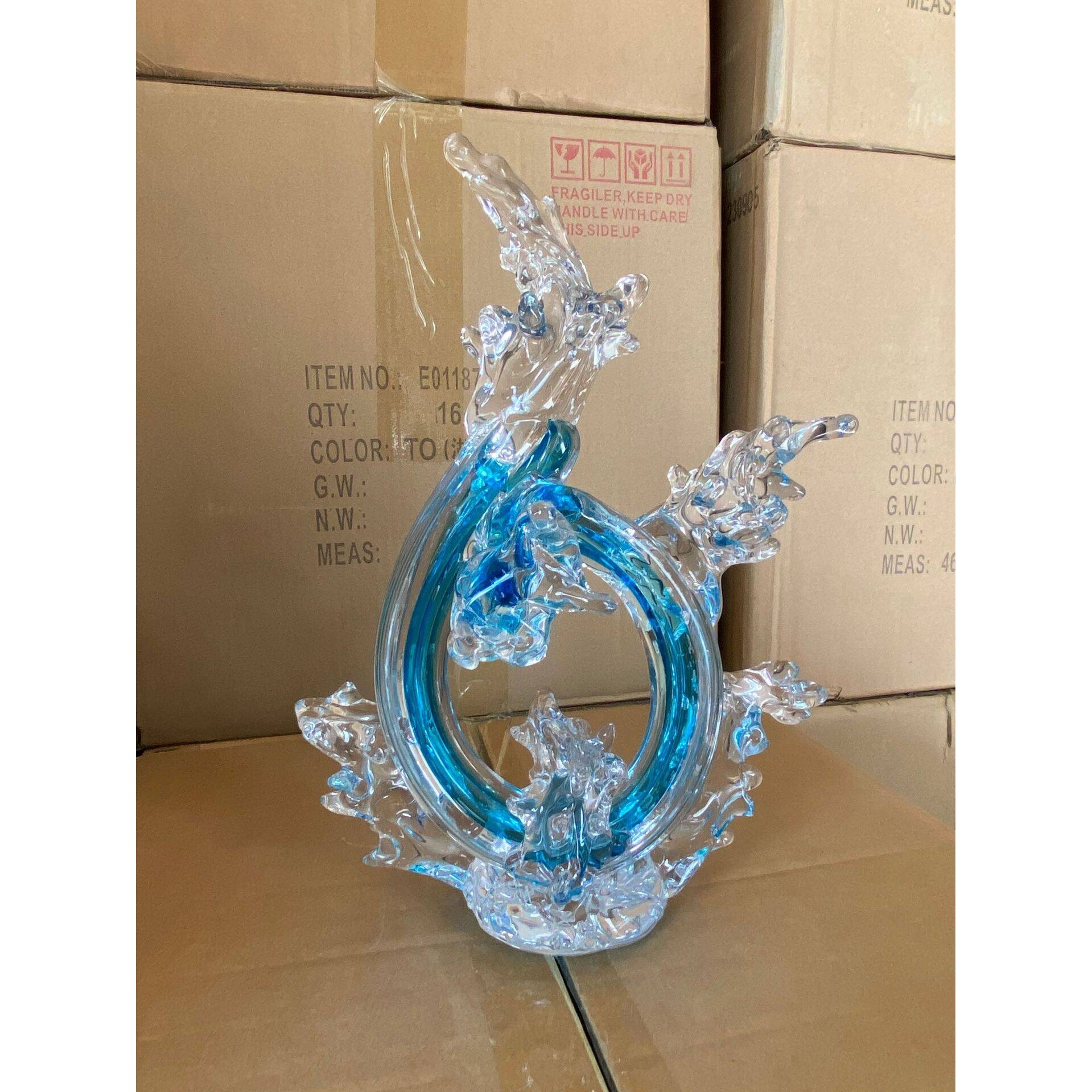 现代轻奢琉璃抽象艺术桌面摆件财源滚滚玄关电视柜酒柜水晶摆设