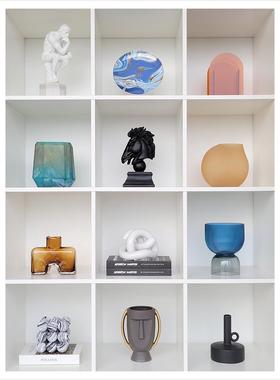 样板间现代家居软装饰品书柜创意陶瓷树脂玻璃工艺品摆件ZH3144