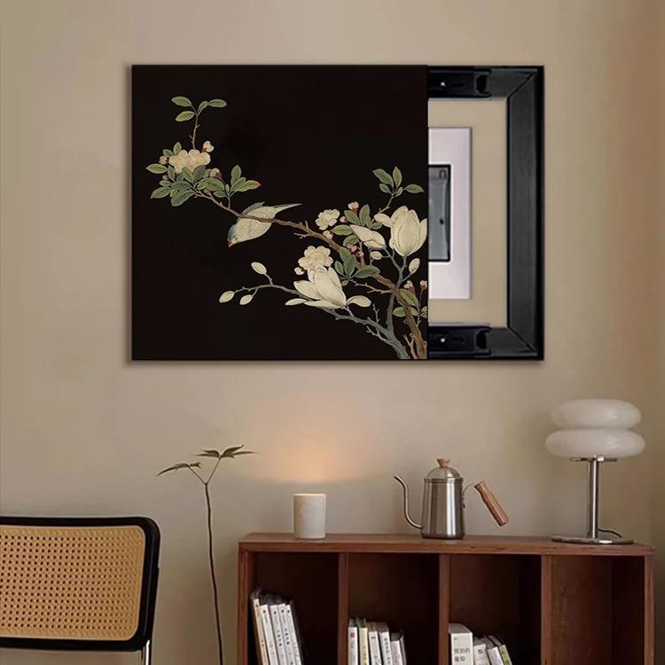 法式中国风电表箱装饰画客厅开关盒装饰遮挡电闸箱挂画配电箱盖板