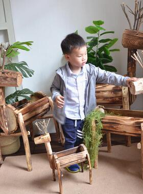 植物实木幼儿园装饰花园布置庭院创意橱窗阳台角小鹿摆件多肉花盆