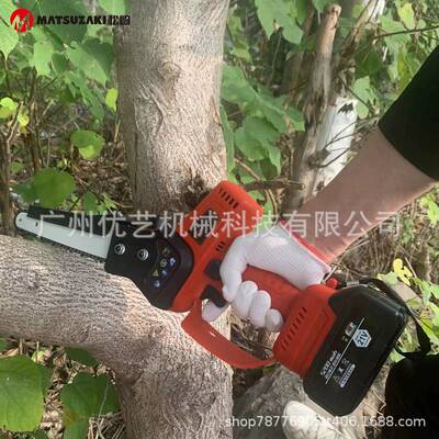 松崎SQ-DJ-052无刷电动高枝锯21V充电修树机伸缩加长杆果树修枝锯