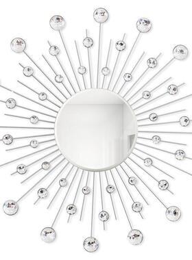 跨境热卖东南亚轻奢化妆镜圆形梳妆镜卧室桌面铁艺镜子装饰壁挂镜