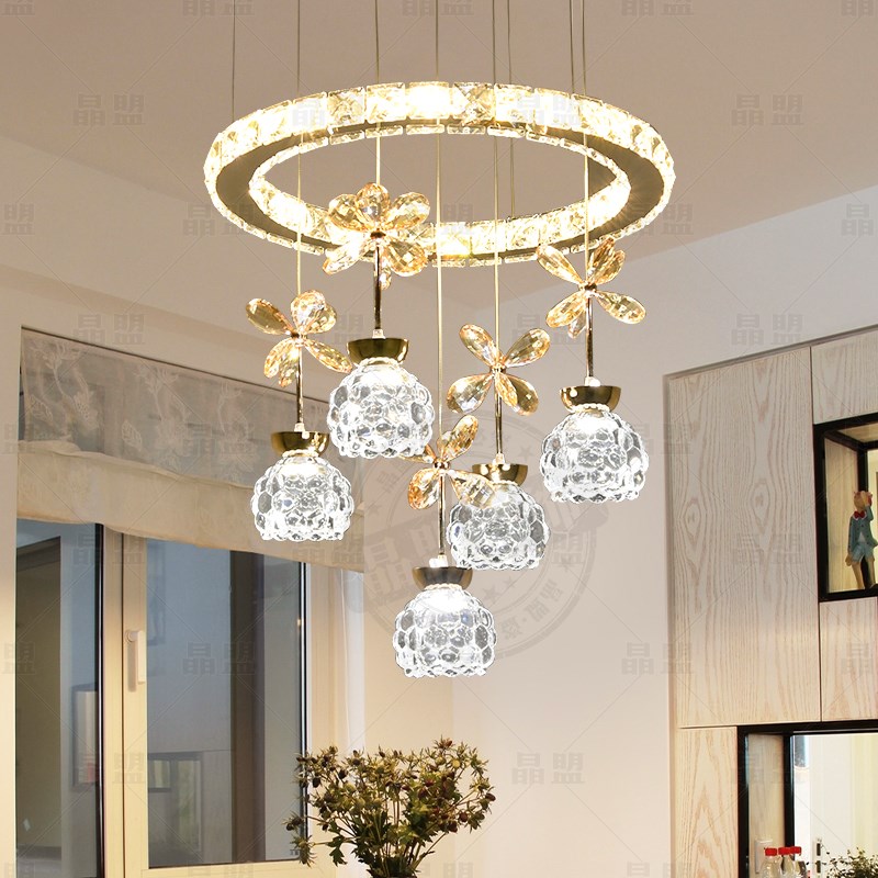 饭厅水晶灯2025年新s款客厅法式家用圆餐桌上方三头水晶餐厅吊灯