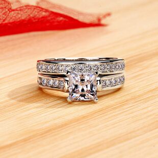 美国莫桑石 套戒仿钻石戒指环 婚戒时尚 7203 印记950钻戒珠宝饰品