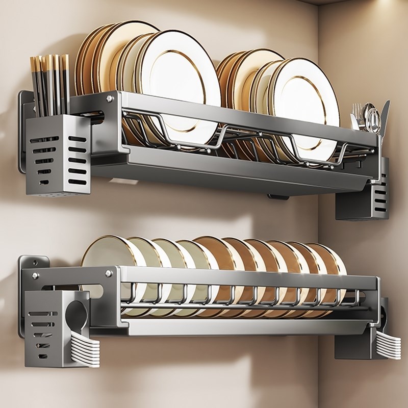 德国进口厨房h放碗架沥水架洗碗架免打孔墙上壁挂式碗碟收纳置物