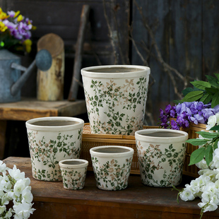 清新复古北欧简约水培器皿创意田园兰花绿萝绿植多U肉大号陶瓷花