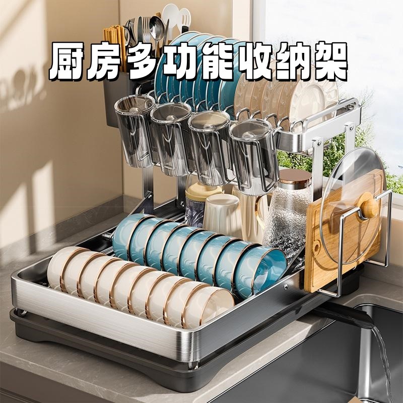 加厚不锈钢洗碗架j沥水架碗盘碗架厨房置物架沥水篮碗筷碗碟收纳