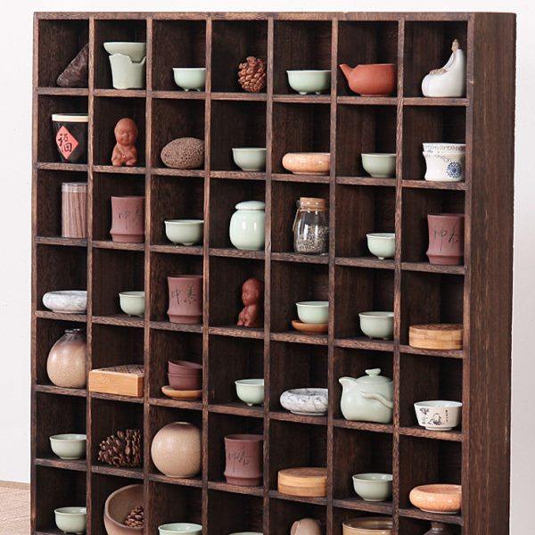 烧桐实木博古架古董收藏架多宝阁家用挂墙置物架茶杯茶具展示架