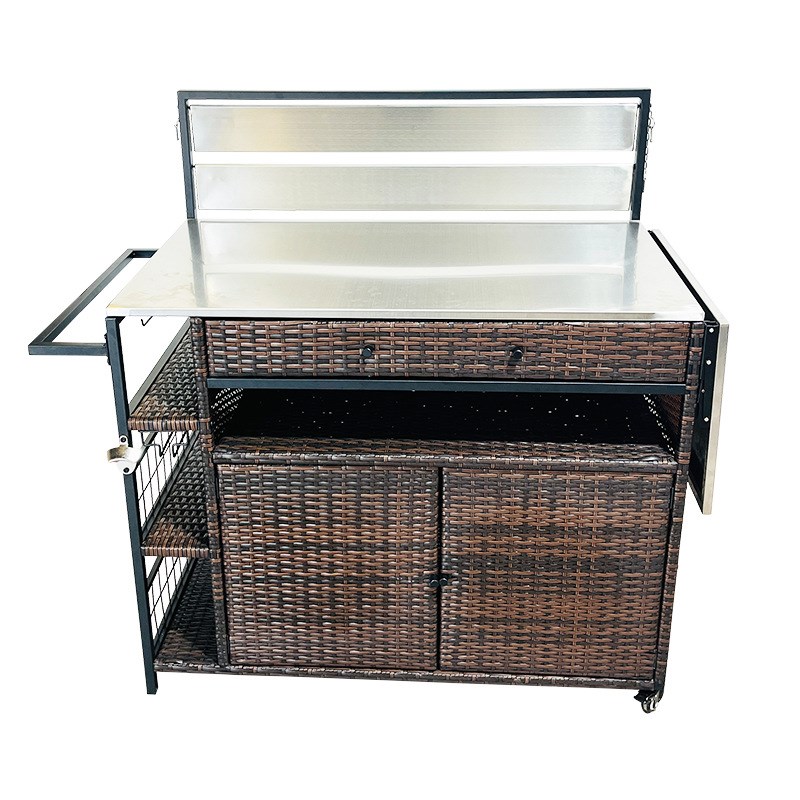 酒店操作台不锈钢储物柜拉门工作台商用设备厨房置物Y柜户外柜子