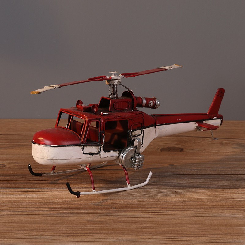 大号飞机模型双翼直升一战复古手工铁皮工艺品模.型橱窗摆件