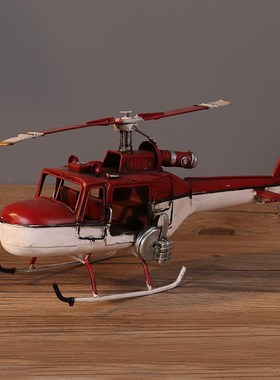 大号飞机模型双翼直升一战复古手工铁皮工艺品模.型橱窗摆件