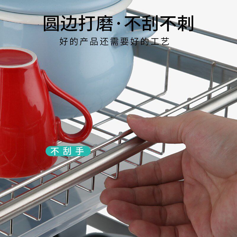 304不锈钢厨房置物架三层滤凉放汲沥水碗架P水淋水滴水家用碗碟架