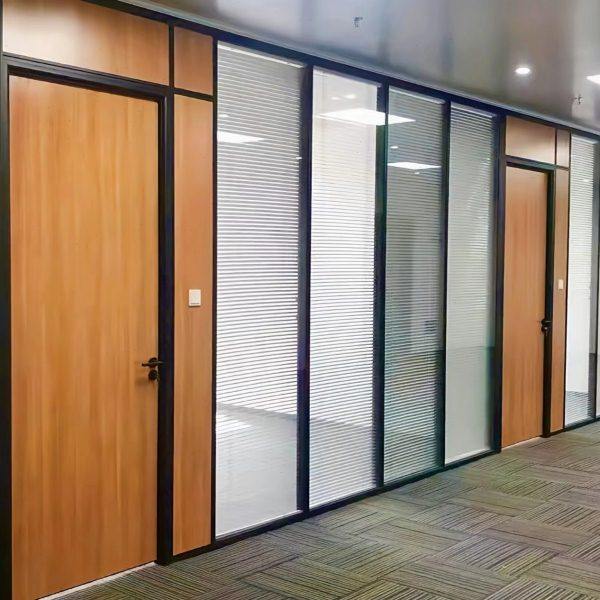 南京办公室玻璃隔断铝合金钢化磨砂中空百叶简约屏风高隔断墙定制