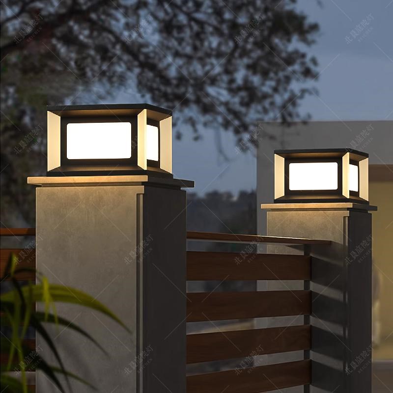 太阳能柱头灯户外防水庭院灯别墅大门立柱灯接P电款围墙庭院装饰