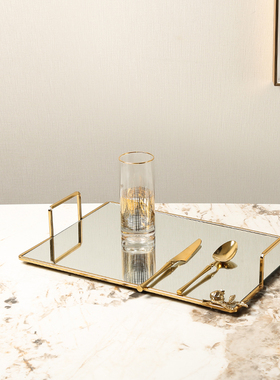 北欧轻奢金色电镀石榴托盘 样板房别墅客K厅餐桌茶几收纳装饰摆件