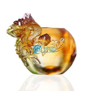 琉璃富贵笔筒摆件商务办公桌饰品创意时尚家居礼品生日礼物生肖蛇