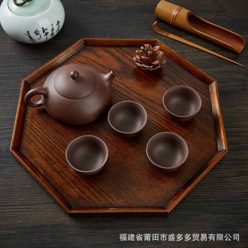 胜多多 新品创意木盘 八角木质托盘 中式复古木盘子茶盘果盘餐盘