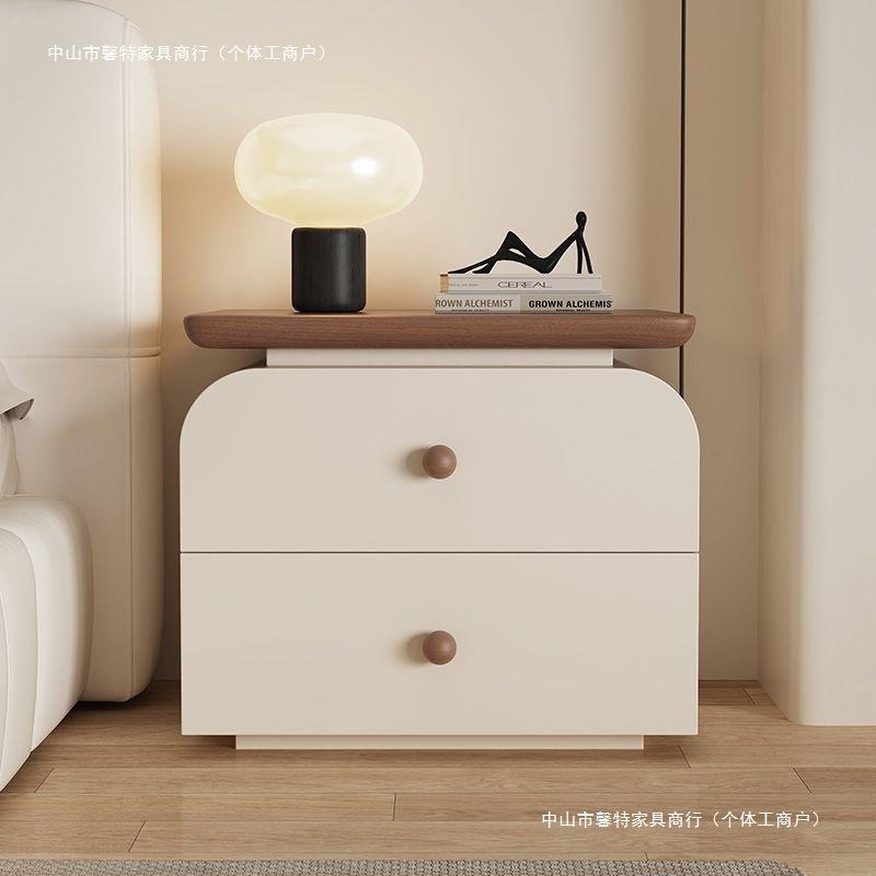 实木床头柜中古奶油风意式极简小户型简约现代卧室收纳柜子免安装