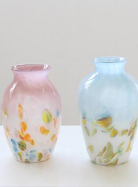 家厂直销紫中古风手工BX8-25-0渐变粉色玻璃奢花瓶轻风桌面居家鲜