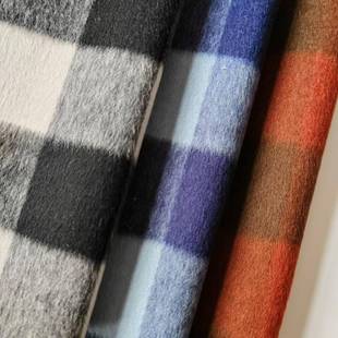 立方格70毛30涤双面格子男女童装 大衣外套披肩毛呢870g