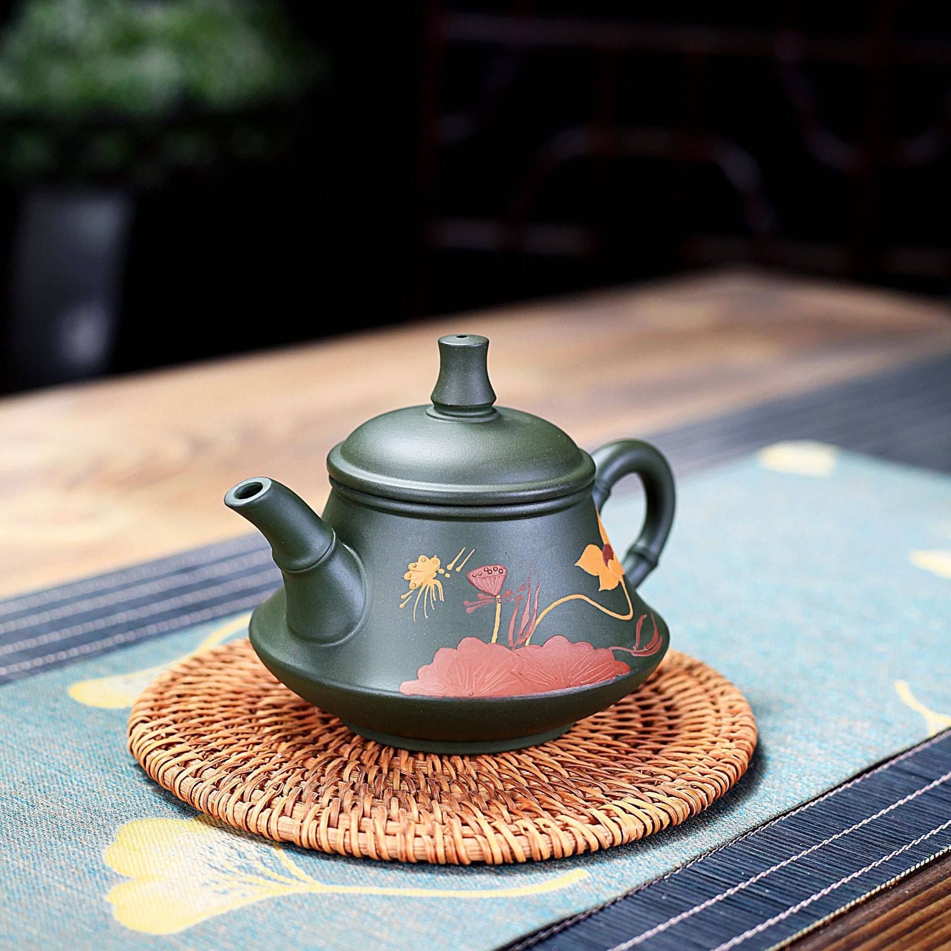 宜兴紫砂壶纯全手工原矿绿泥雅竹壶玉笠家用泡茶壶紫砂茶具