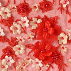 新款绣品 汉服舞台服绣花布料 全手工压磨订花钉珠刺绣面料