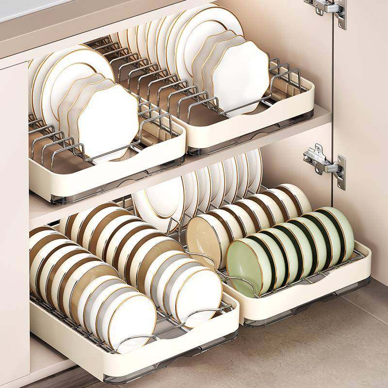 厨房碗架抽拉碗碟收纳架橱柜内拉篮放碗架抽屉式碗盘子沥水置物架,厨房/烹饪用具,抹布架/厨房清洁收纳架,淘宝优惠券,粉丝福利购,淘宝优惠卷
