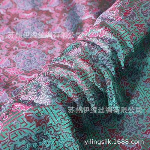 老宋锦万字海棠新中式真丝面料100桑蚕丝布料140幅35姆米